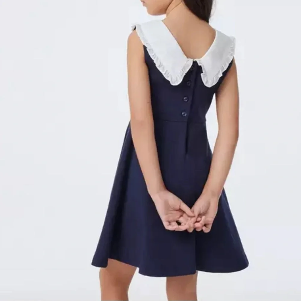 Janie And Jack Ruffle Collar Navy Pont Dress - Picture 2 of 4